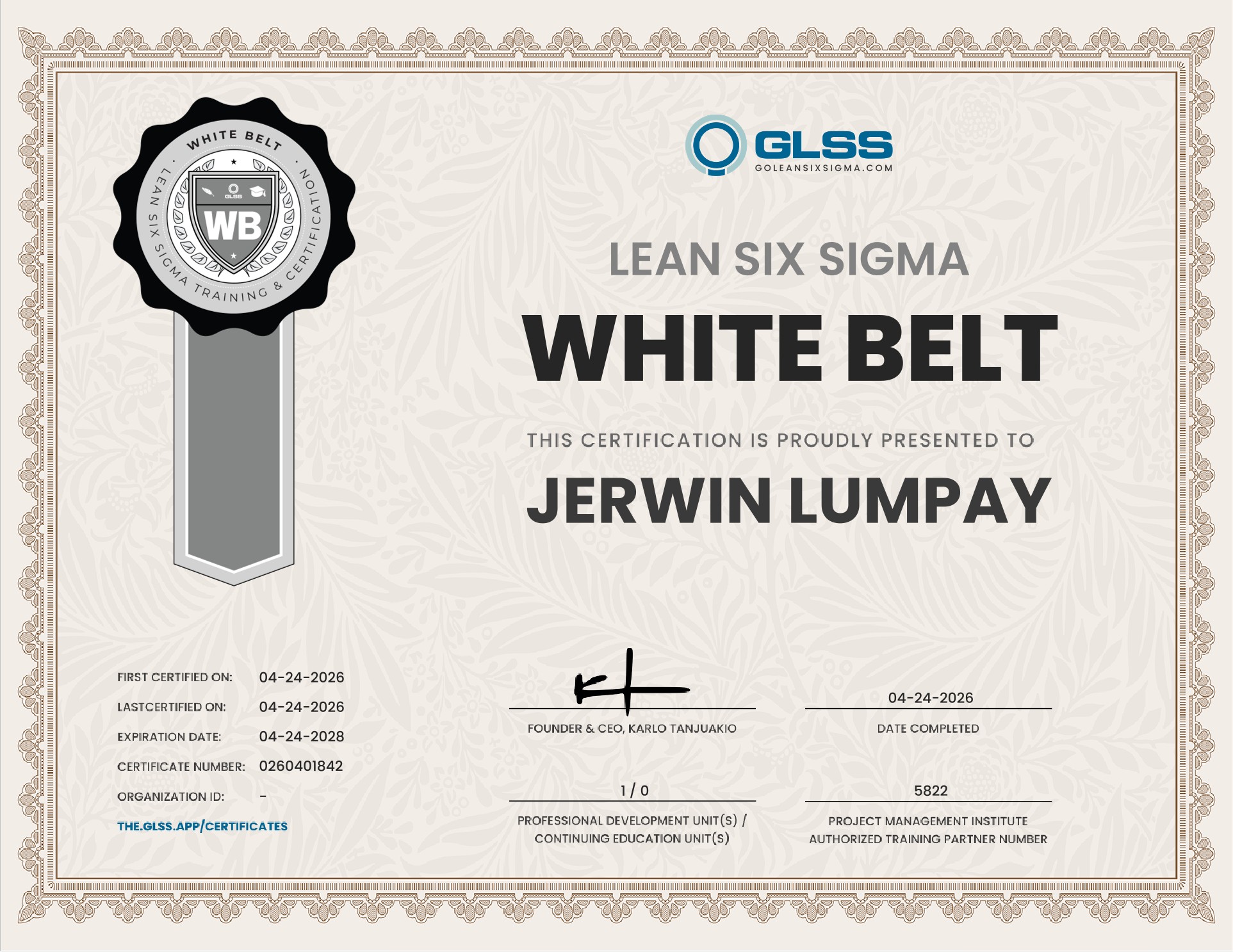 Six Sigma White Belt Certification
